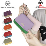 Royal Bagger Multi-card Slots Short Wallet, Genuine Leather Credit Card Holder, RFID Blocking Card Coin Purse with Keychain 1943