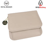 Royal Bagger RFID Short Wallet for Women Genuine Cow Leather Large Capacity Key Chain Card Holders Fashion Trifold Wallets 1459